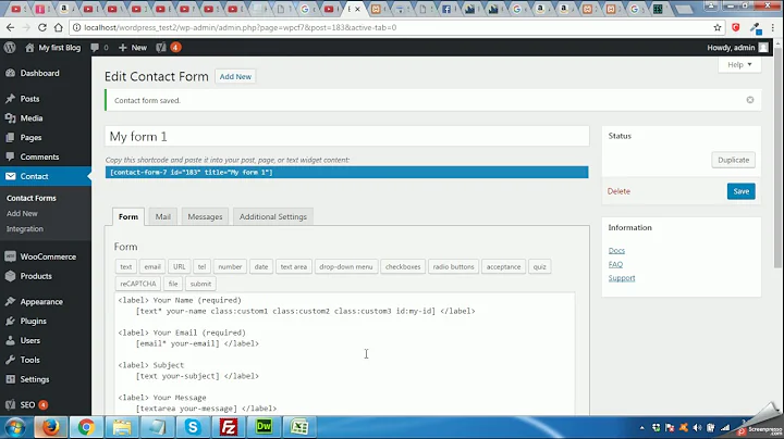 How to add a new input field and select option field in contact form 7