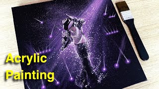 Michael Jackson Acrylic Painting \/ Easy Acrylic for Beginners \/ Daily Challenge #118