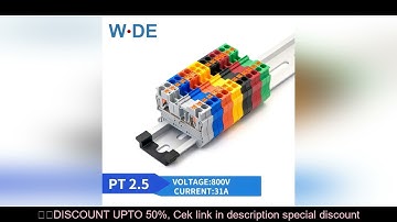 10Pcs Din Rail Terminal Block PT-2.5 Push In Terminal Connector Spring Screwless Electrical Wire Con