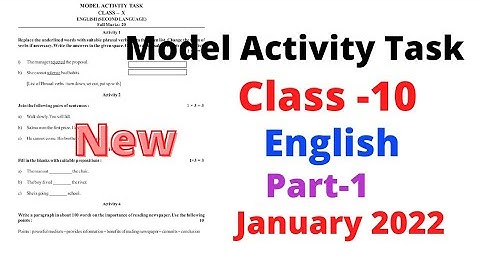 Model Activity Task Class 10 English Part 1 January 2022