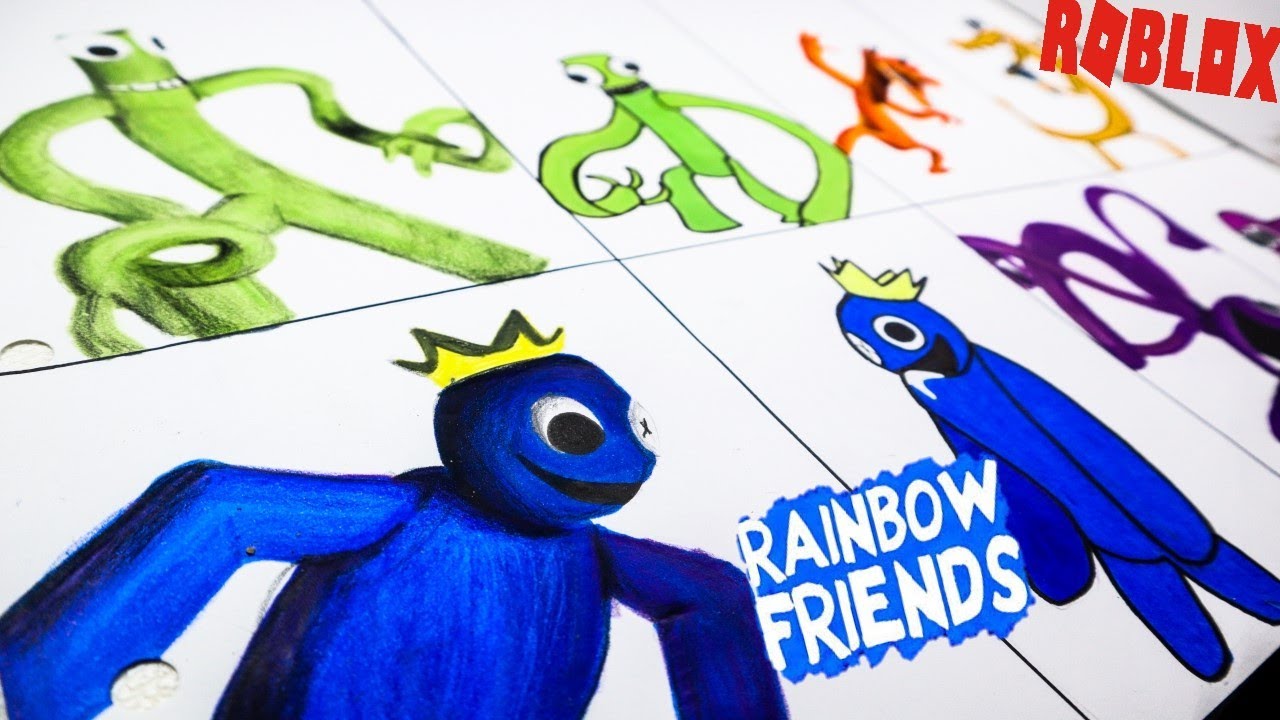 Drawing ROBLOX- Rainbow Friends ALL BLUE/Origin of the Rainbow Friends/Paranoid  Meme/Special Edition 