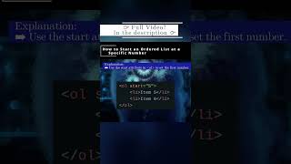 🏛️ HTML 🏛️ How to Start an Ordered List at a Specific Number 🏛️ #shorts #KGRDevShorts #HowToHTML