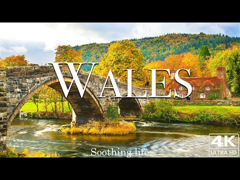 FLYING OVER WALES  (4K UHD) - Soothing Piano Music With Beautiful Natural Scenery