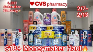 CVS DEALS 2/7-2/13|| $18+ MONEYMAKER HAUL🔥||SO MANY MONEYMAKERS💰||5,000 SUBSCRIBER GIVEAWAY 🎉🎉