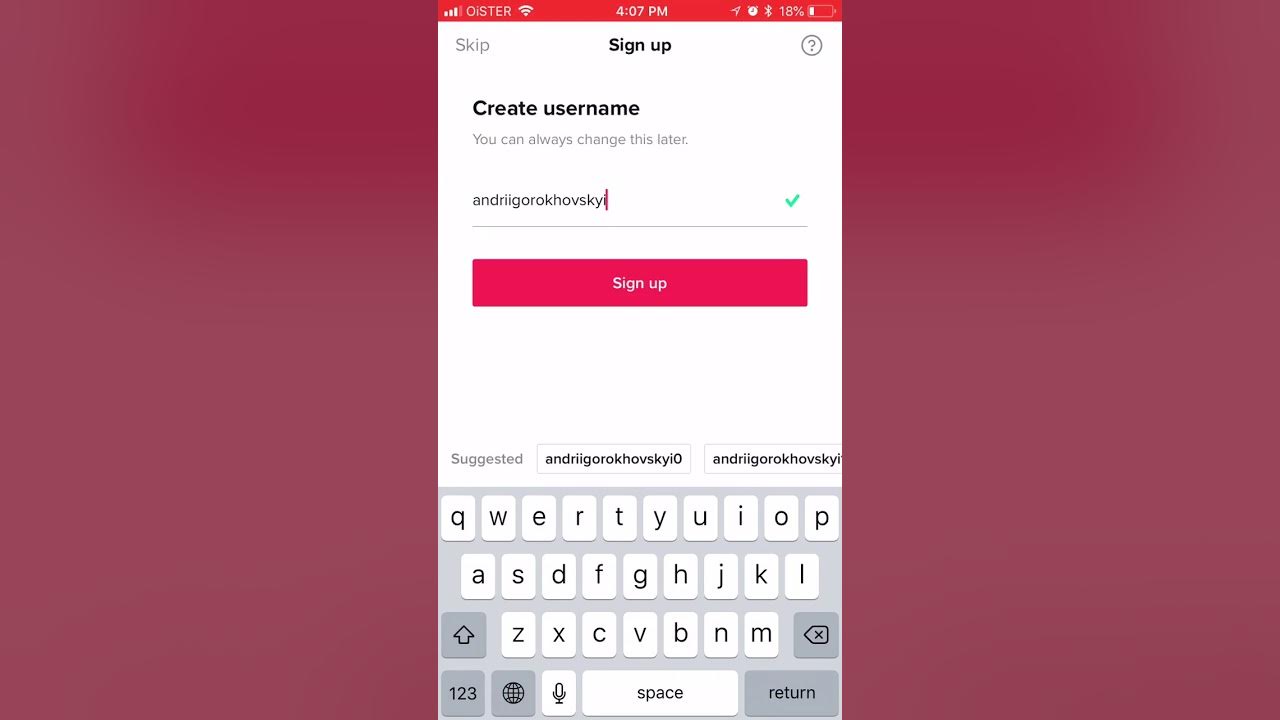 Try another username. Try another username