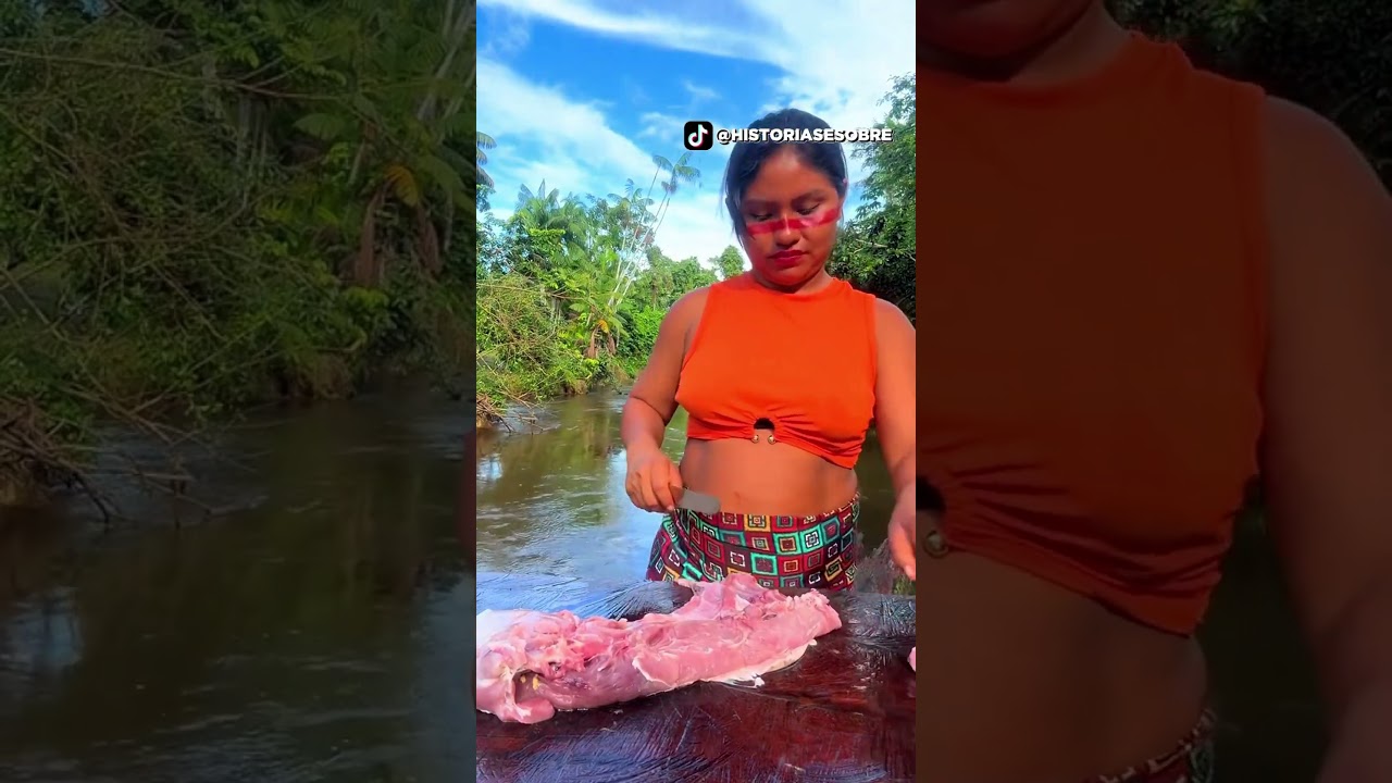 Como uma Paca é preparada pelos índios na floresta 