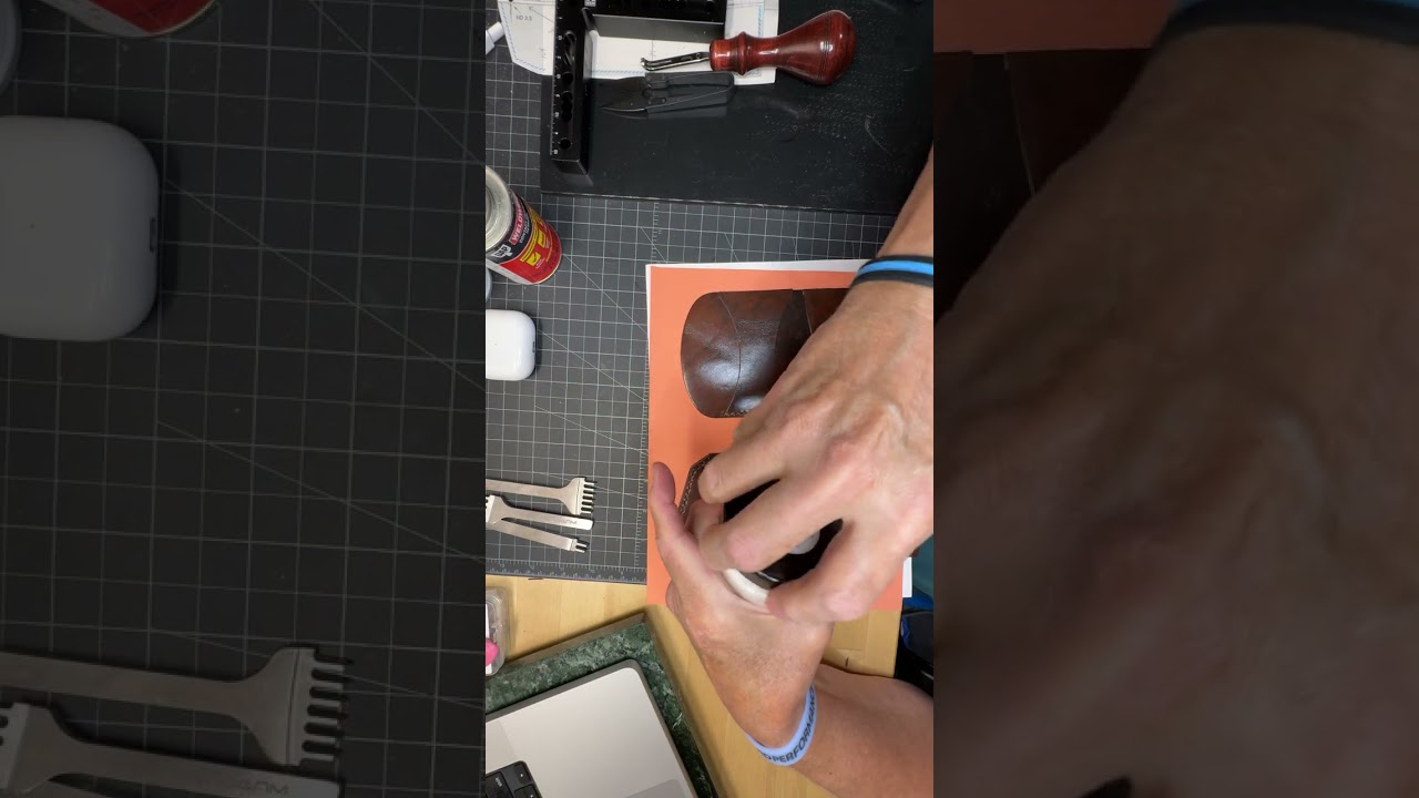 Making a Mini Leather Wallet with Bifold Features by Hand Part 4 4913