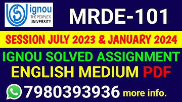 MRDE 101 Solved Assignment 2023-24 English, MRDE 101 Solved Assignment 23-24, MRDE-101 Assignment