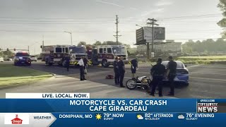1 injured in two-vehicle crash involving motorcycle in Cape Girardeau