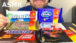 ASMR CHOCOLATE BARS SNICKERS, KINDER, TWIX, MARS, BOUNTY, MILKY WAY MUKBANG (EATING SOUNDS)