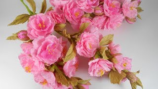 картинка: Ветка сакуры из гофрированной бумаги