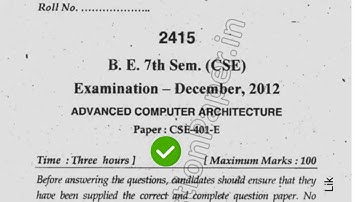 2011 Mdu BE 7th  Sem Advance Computer Architecture Question Paper #MduQuestionPaper