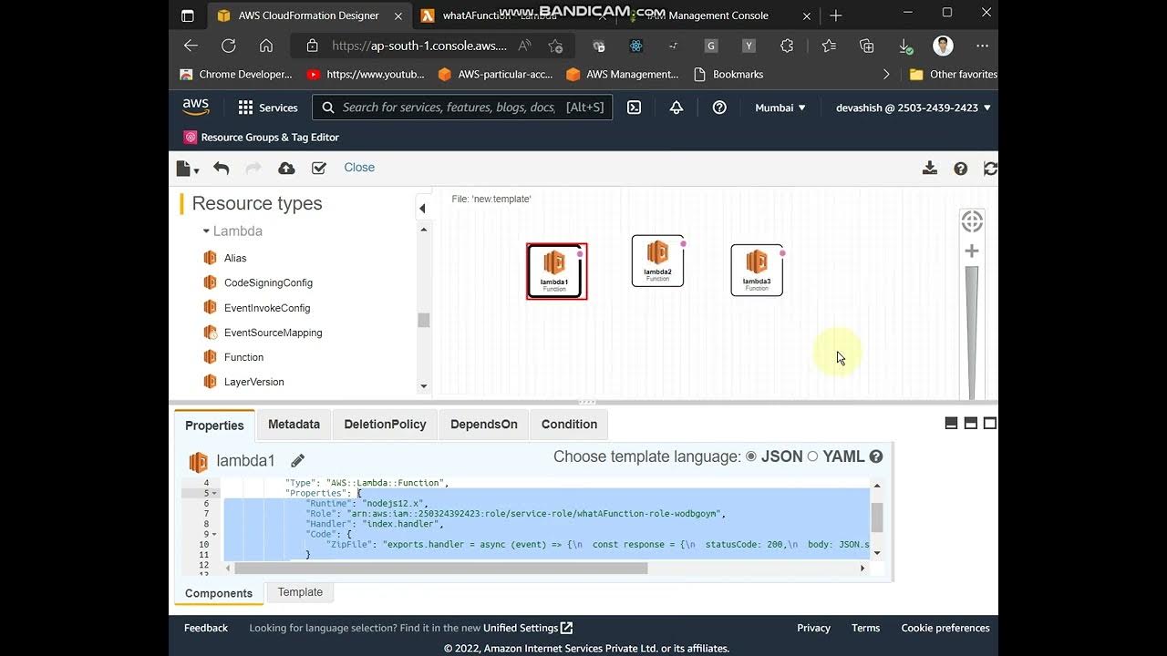 Creating lambda functions using cloud formation template created in ...