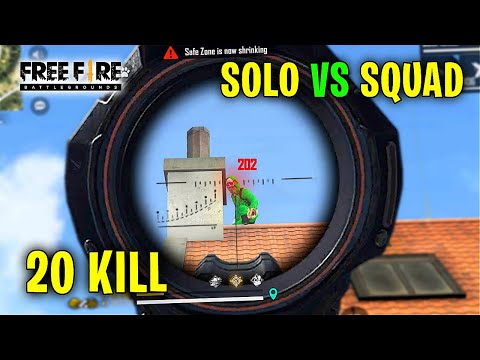 SOLO VS SQUAD 20 KILL BEST GAMEPLAY MOMENT | GARENA FREE FIRE