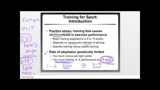 Lecture 11: Training for Sport, Periodization, Overreaching, Overtraining