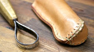 How To Make A Leather Sheath For A Spoon / Hook Knife - Lee Stoffer