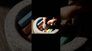Crushing Rainbow Chalk into Velvet Dust | Oddly Satisfying Stone Bowl ASMR 💜✨ #SatisfyingVideo