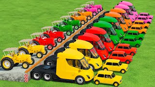 Mini Cooper Vs MAN Tractor Transport With Tesla Truck In Fs22 | Farming Simulator 22 