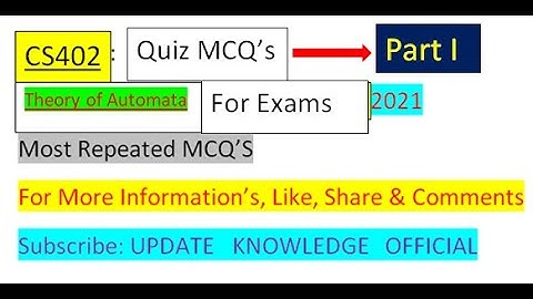 CS402 Theory of Automata || Part I || Solved Quiz Questions