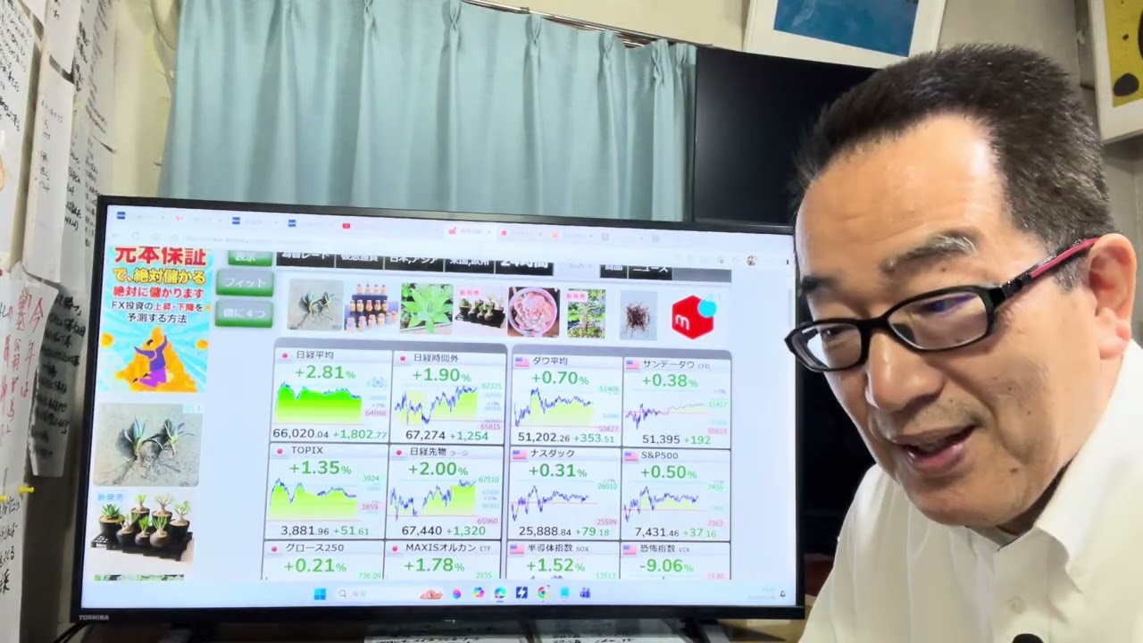6月14日(日)先週末の米国市場と週明けの日本株の相場予想を解説します。AI半導体関連中心に上昇継続か。注意点は?