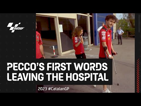 Bagnaia gives us an update right after leaving the hospital 🎙️ | 2023 #CatalanGP🏁