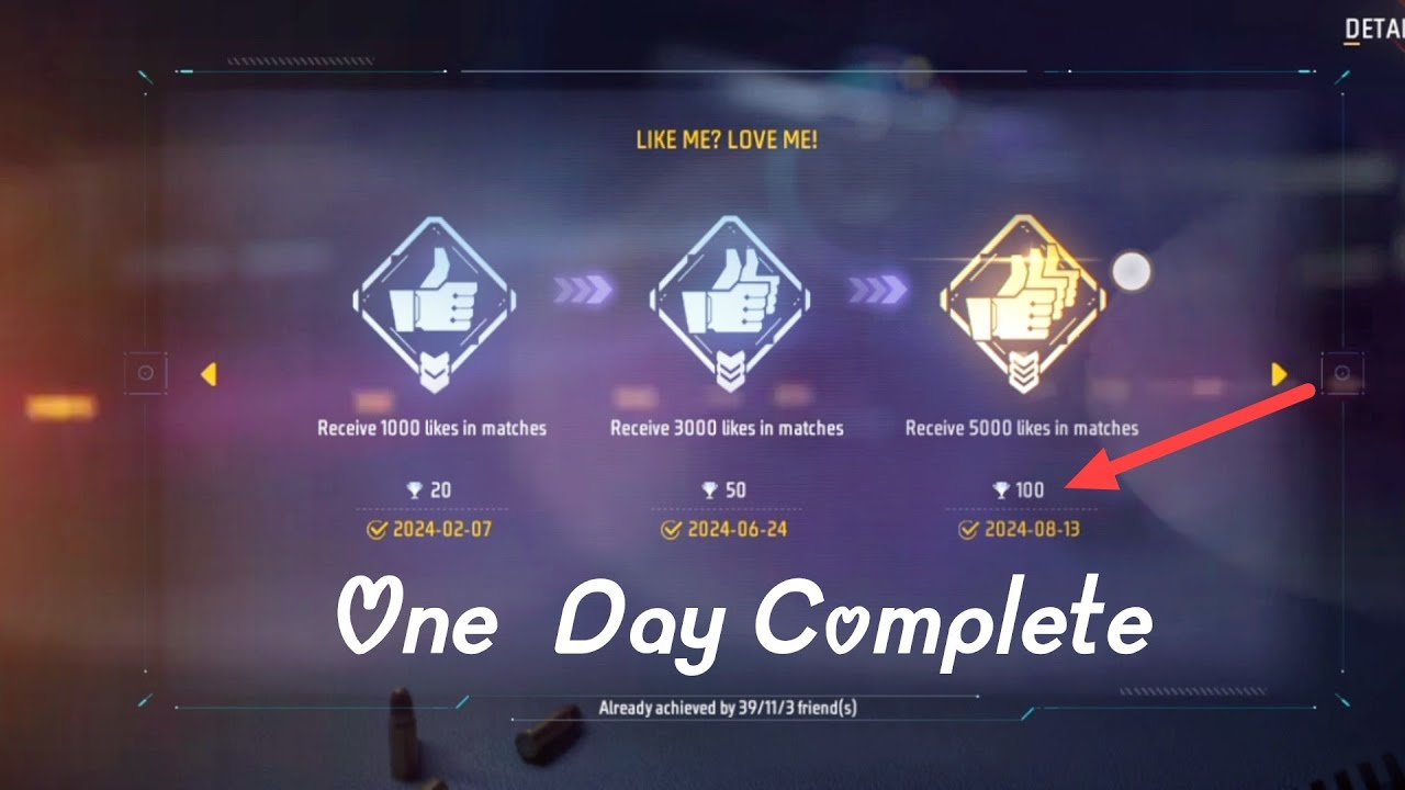 How to Complete one day in Like me Love me Achivement in Free Fire
