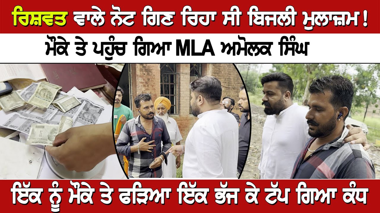 ਰਿਸ਼ਵਤ ਵਾਲੇ ਨੋਟ ਗਿਣ ਰਿਹਾ ਸੀ ਬਿਜਲੀ ਮੁਲਾਜ਼ਮ! ਮੌਕੇ ਤੇ ਪਹੁੰਚ ਗਿਆ MLA ਅਮੋਲਕ ਸਿੰਘ। ਮਚ ਗਈ ਭਗਦੜ