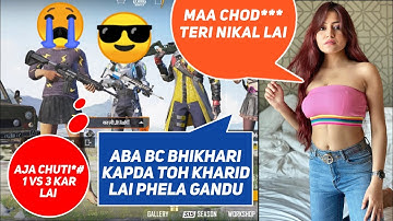 😭Random HOT & TOXIC girl call me Noob... 1v3 Tdm Challenge,🤬Random Call me Begger,Pubg Mobile India