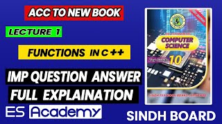 CLASS 10 UNIT 5 IMP Q\A | FUNCTIONS IN C+|+ NEW BOOK | SINDH BOARD Karachi Board