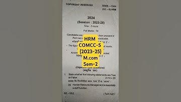 Human Resource management session 2023-25 #previousyearquestions #mcom #tmbu #hrm #semester2