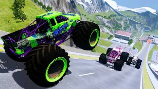 Epic High Speed monster trucks jumps stunts & crashes #094 | BeamNG Drive screenshot 1