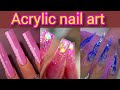 Acrylic nails ideas. glitter nails. acrylic powder.