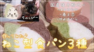 [ねこ型食パン]空焼き→焼き上げまで❤︎ねこ型食パンを１から作ってみた♪(くま型もあるよ！)