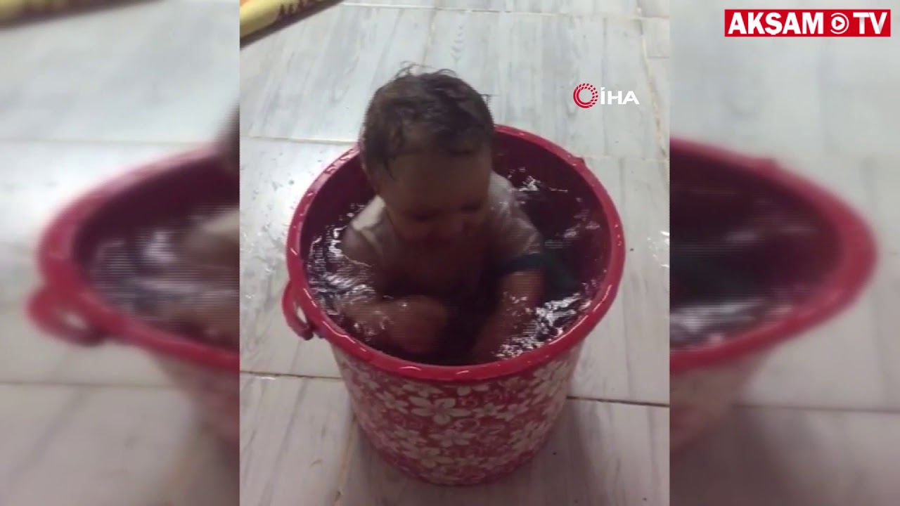 aksamite tábor Adanalı Bebek Kovadaki Suya Girerek Serinledi