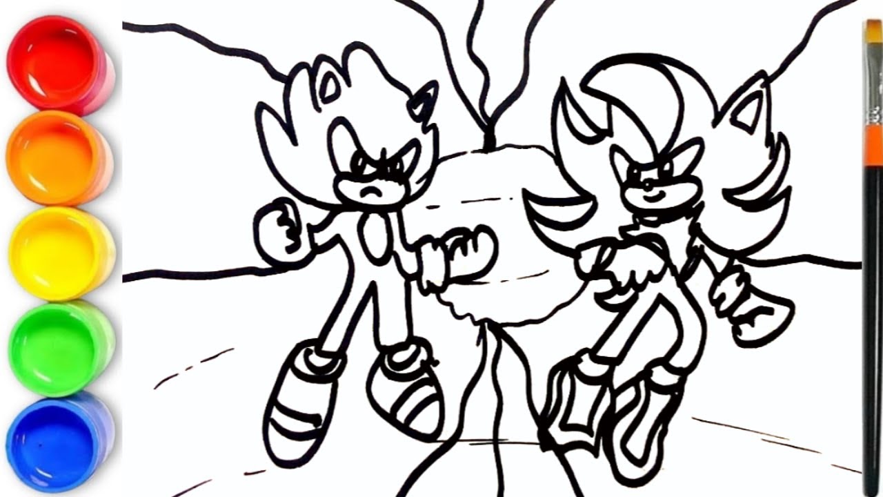 How to draw Super Sonic vs Super Shadow | Drawing For Kids | Sonic 3 ...