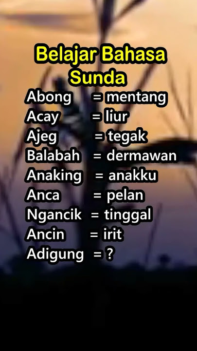 Belajar Bahasa Sunda Indonesia Part 16