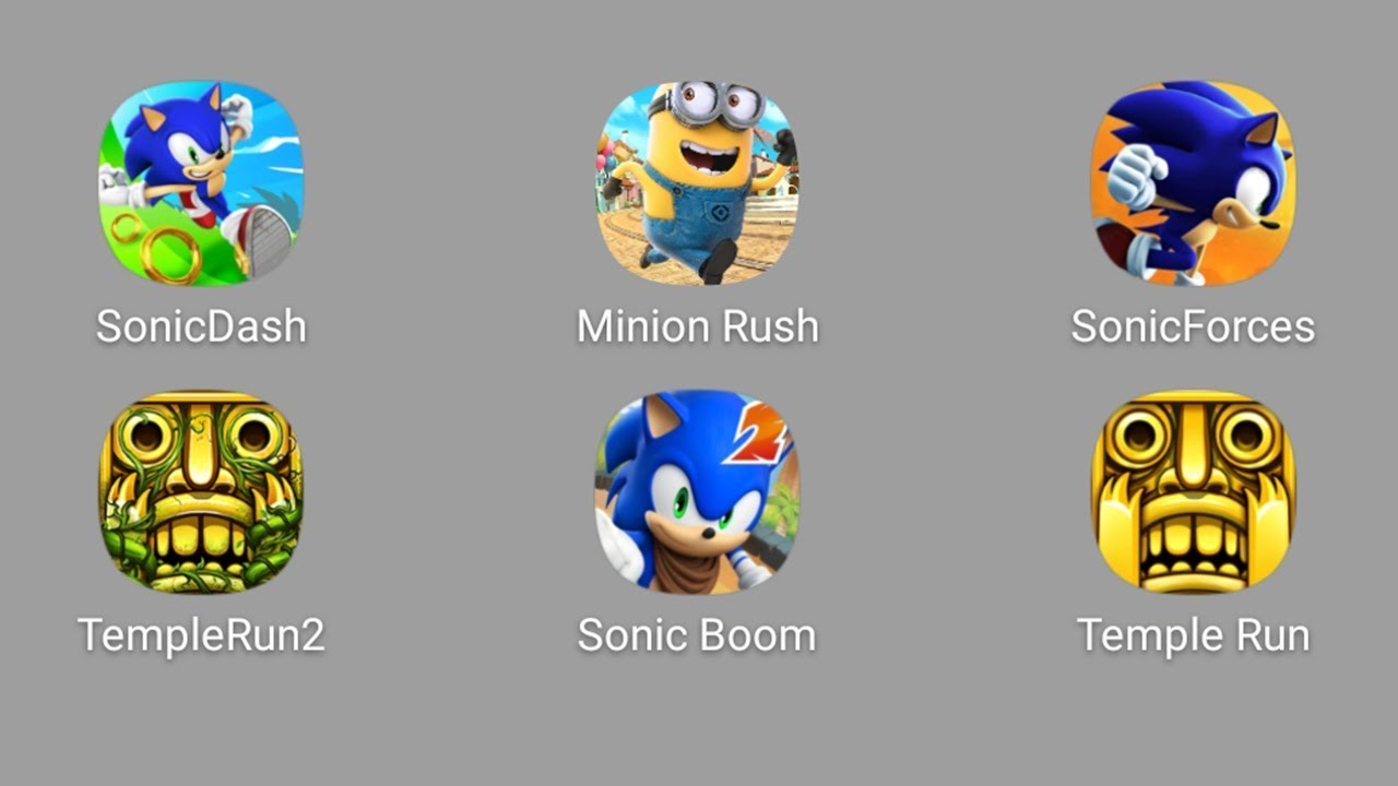 Temple Run, Sonic Dash 2 Sonic Boom, Temple Run 2, Sonic Forces, Minion Rush, Sonic Dash