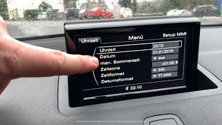 PKW Datum und Uhrzeit einstellen Audi A1/S1 Uhr stellen über das Infotainment System Anleitung