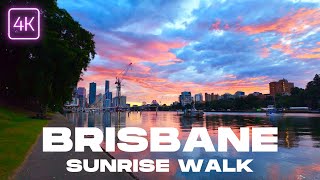 Brisbane City Sunrise Walking Tour | Early Morning | 4K Australia | June 2024 | UHD 60fps