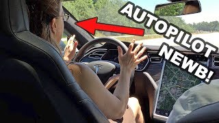 My wifes first time using Tesla Autopilot!