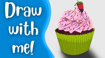 Drawing a cupcake on procreate - Draw with me -Speedart- Digital art - Re-drawing a cupcake