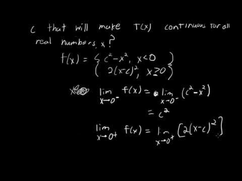 Example Find Values Of C That Make Function Continuous Youtube