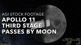 Stock footage: Apollo 11 third stage passing by moon