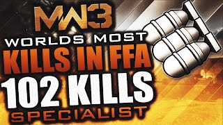MW3: WORLD'S MOST KILLS IN 1 FFA GAME! ( 102 ) NON LETHAL