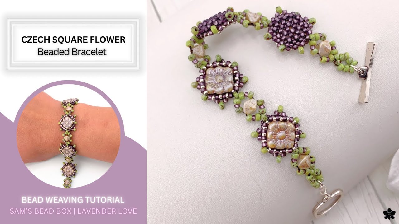 Square Flower Beaded Bracelet Tutorial