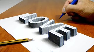 How to Draw LOVE, 3D Drawing Trick Art On Line Paper