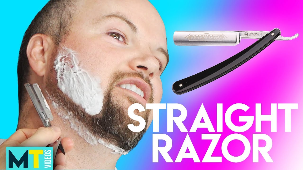gaming logo Men Try Shaving with a Straight Razor for the First Time