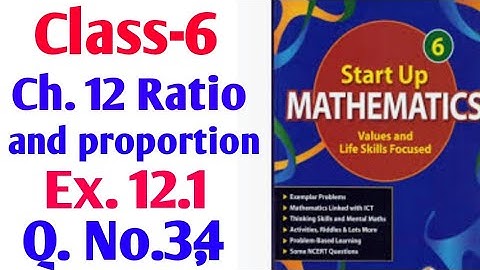 Start up mathematics Class 6 chapter 12 Ratio and proportion Exercise 12.1Q.No.3,4(viva education)