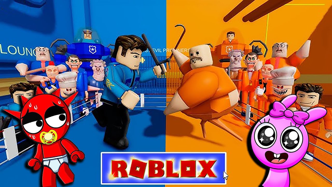 Sprunki Raddy Police BABY RADDY SPRUNKI vs BARRY PRISONER TEAM vs POLICE TEAM #roblox # ...