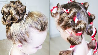 🎄Christmas hairstyles! Updo hairstyle for a princess! Candy braid bubble!